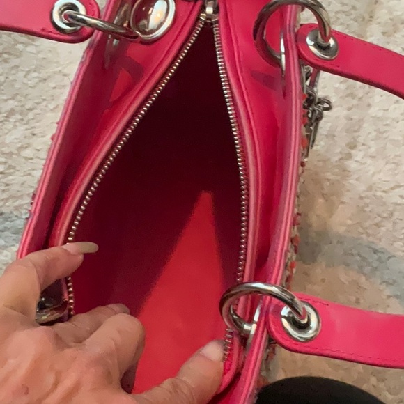 CHRISTIAN DIOR Raffia Tweed Medium Lady Dior Pink Beige - Picture 8 of 16